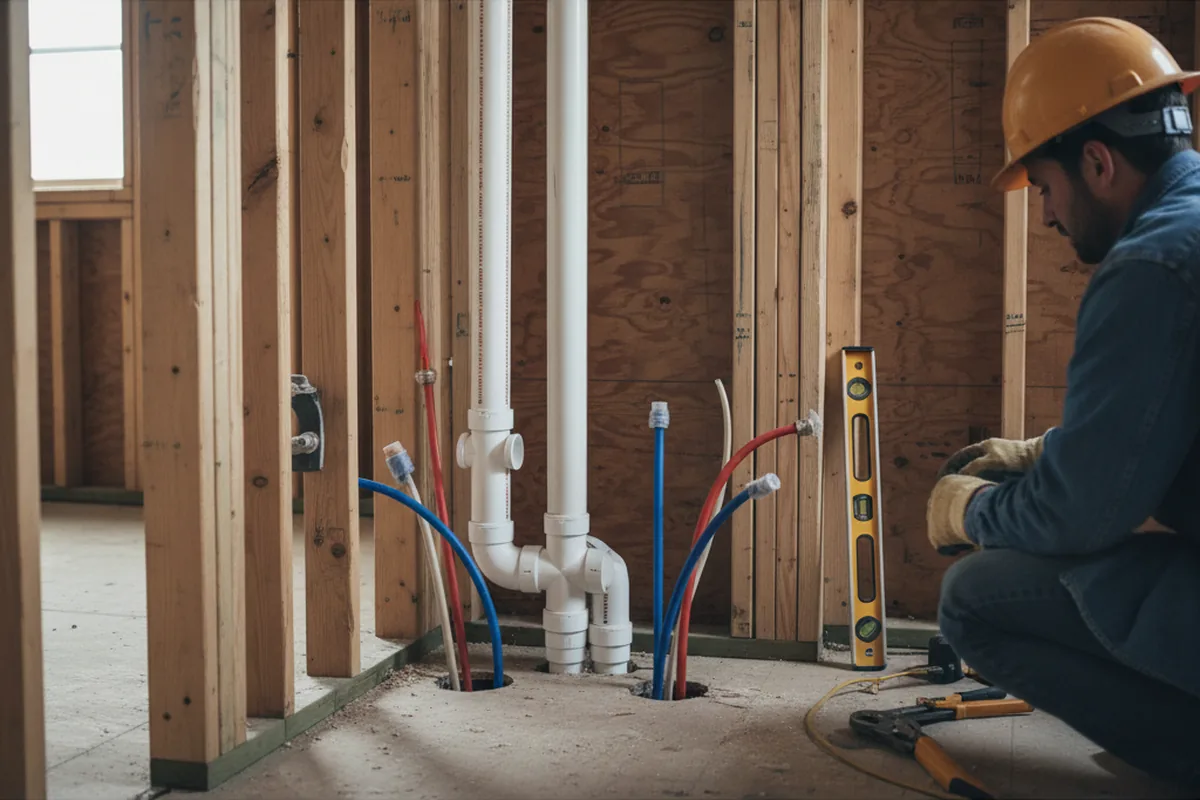 Drain and supply rough-in during Toilet Repair and Installation in Deane