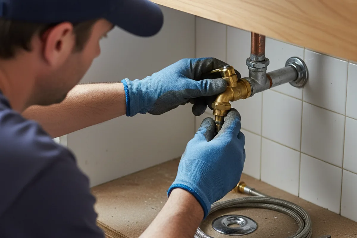 Shutoff valve and fitting work during Emergency Plumbing in Deane